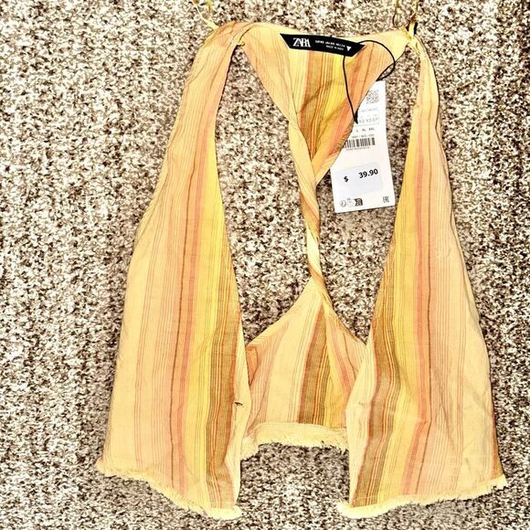 ZARA Women's Yellow Knit Tied Camisole Tank Top NWT Size XS - Picture 5 of 8